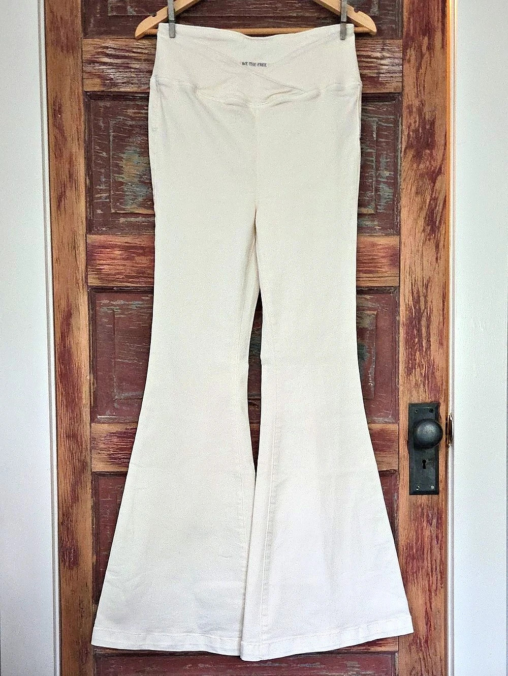 Free People Super Flair White High Rise Bell-Bottom Disco Pants